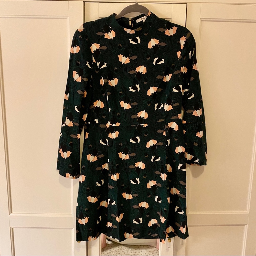 Derek Lam dark green silk mini dress